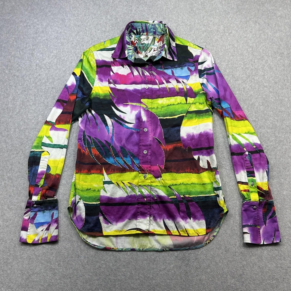 Robert Graham Shirt Women S Colorful Abstract Long Sleeve French Cuff Stretch